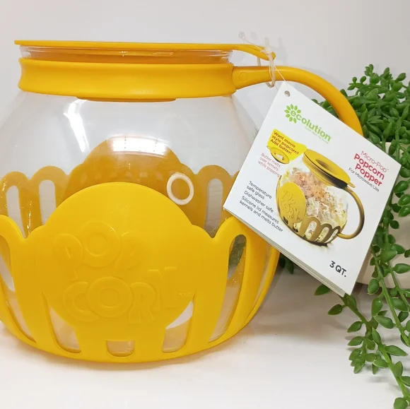 Elegant Yellow and White Popcorn Popper - Picture 5 of 5